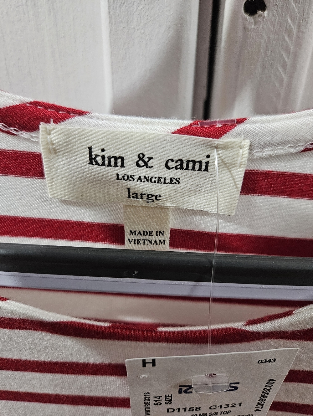 kim & cami Red and White Striped Tee